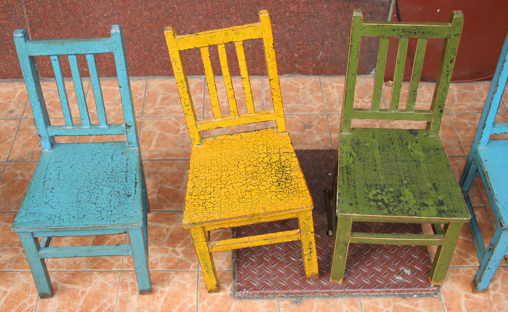 Colorful used chairs